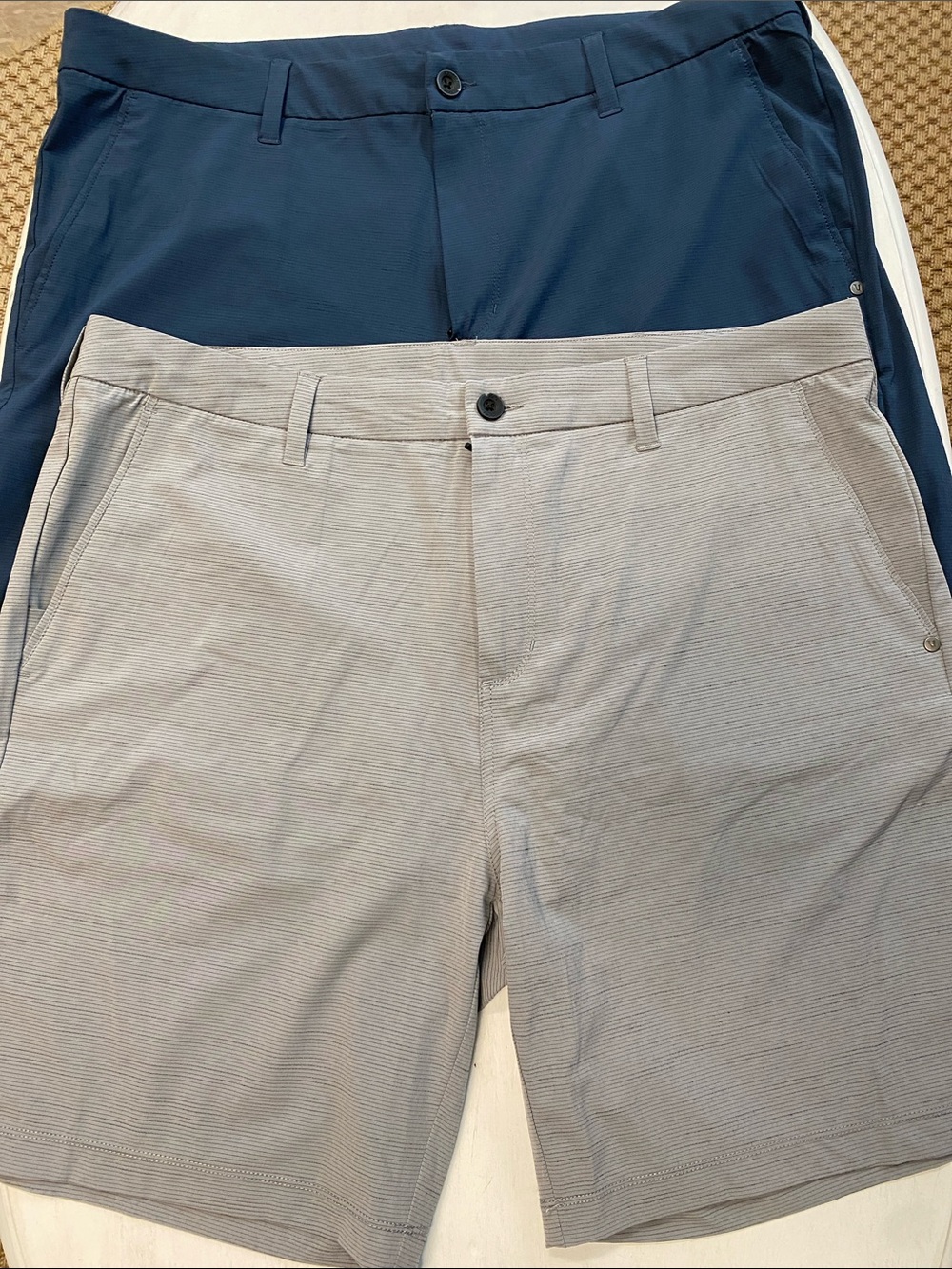 Vuori Men's Chino-Style Shorts in Navy and Light Gray